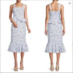 NWT Antonio Melani x Born on Fifth Pippa Blue Floral Print Peplum Dress